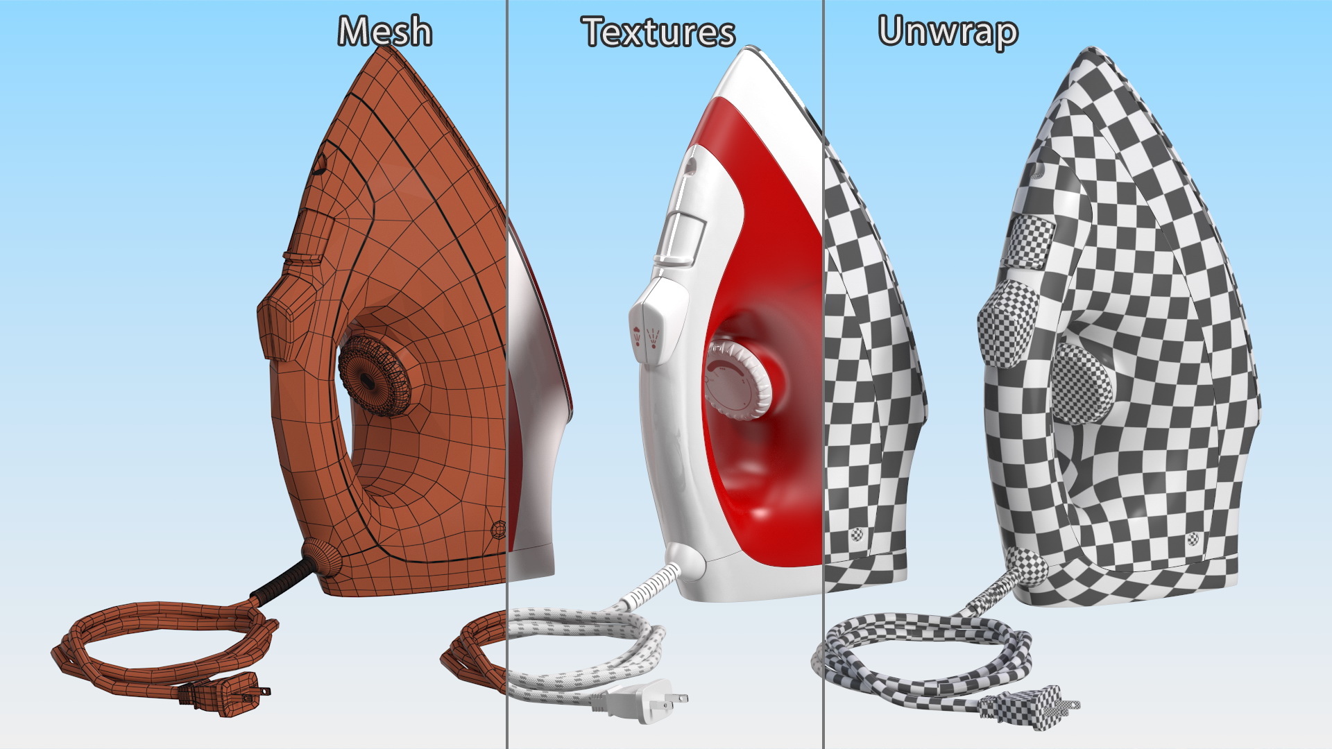 Steam Iron Red 3D model