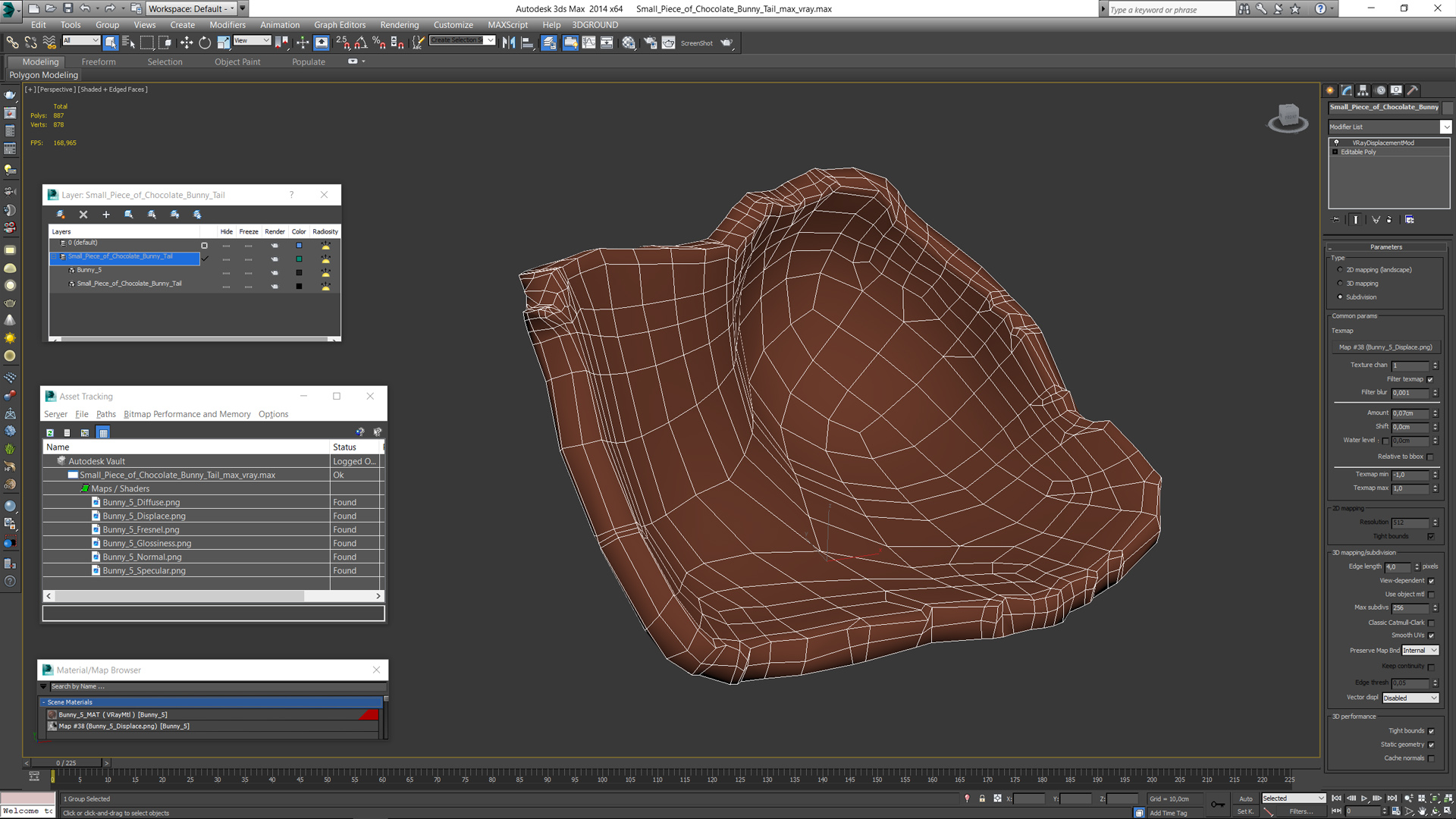 3D model Small Piece of Chocolate Bunny Tail