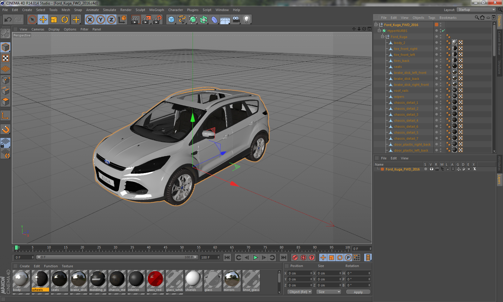 3D Ford Kuga FWD 2016 model