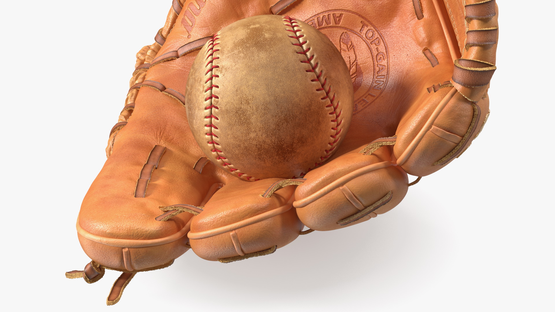 Softball Glove with Ball 3D model