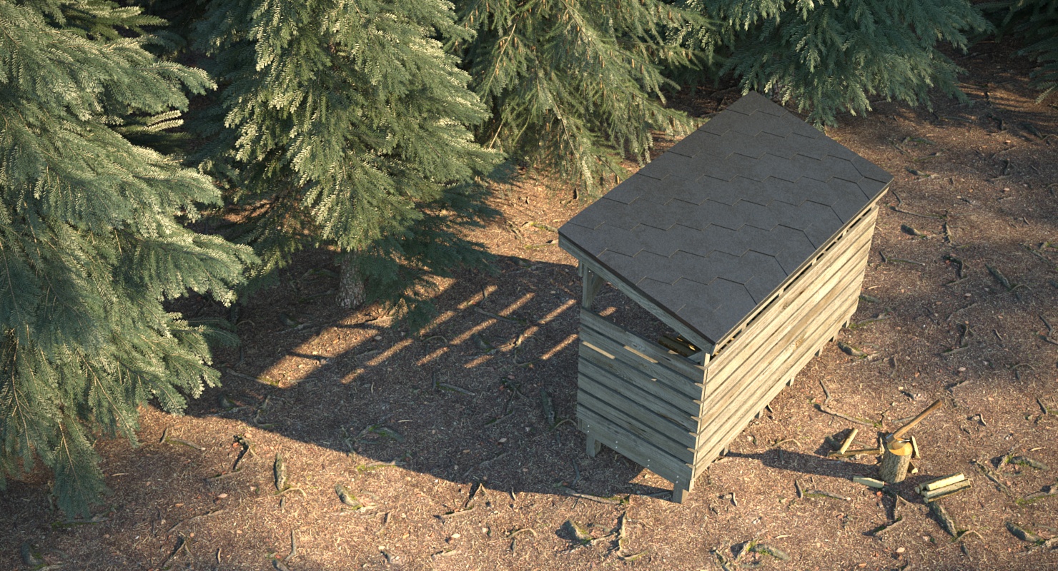 3D model Old Woodshed with Stack of Firewood