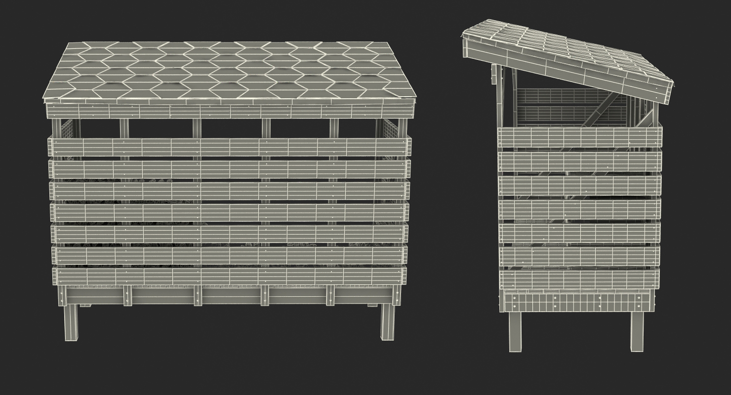 3D model Old Woodshed with Stack of Firewood