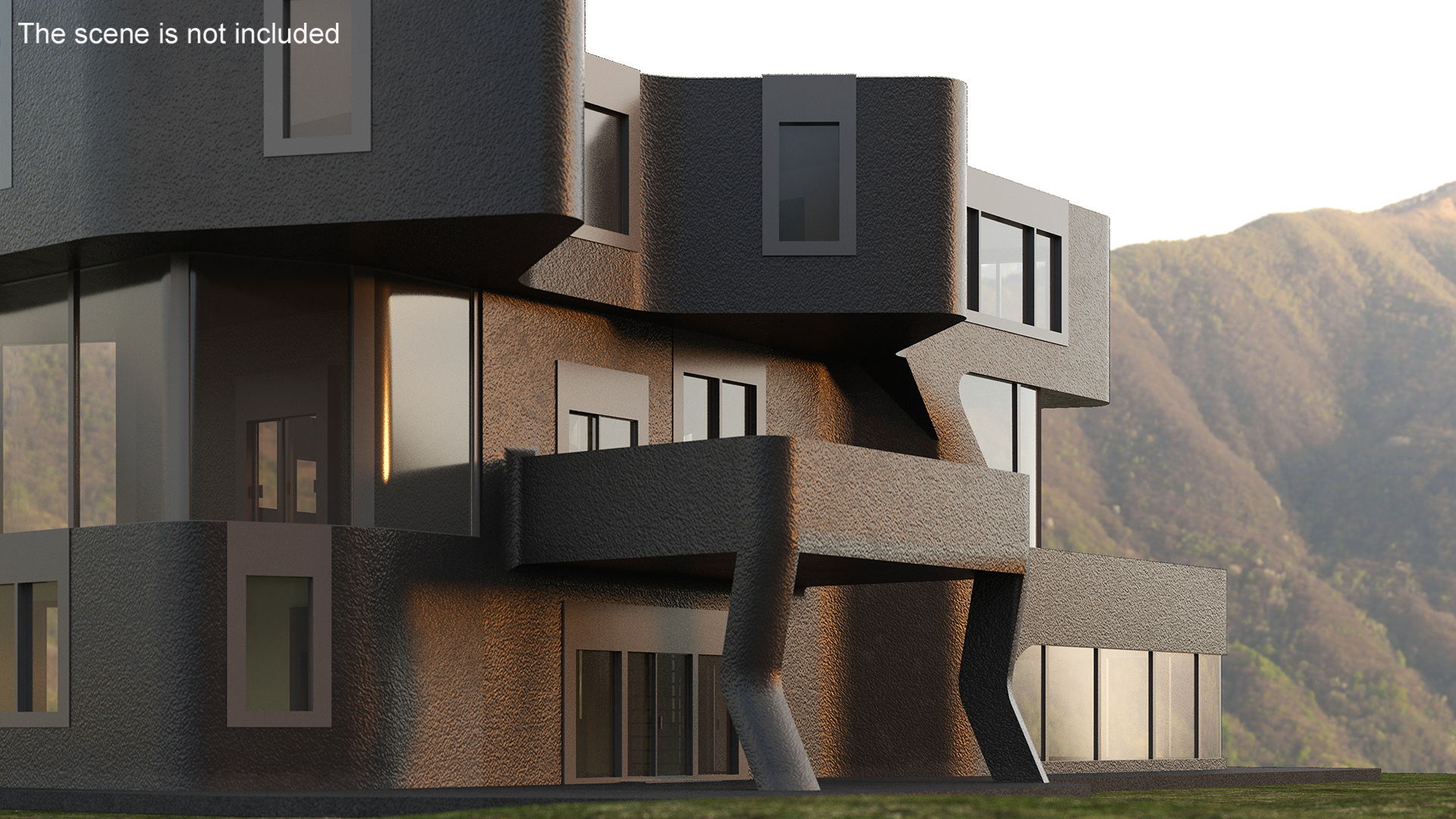 3D Modern Private House Black