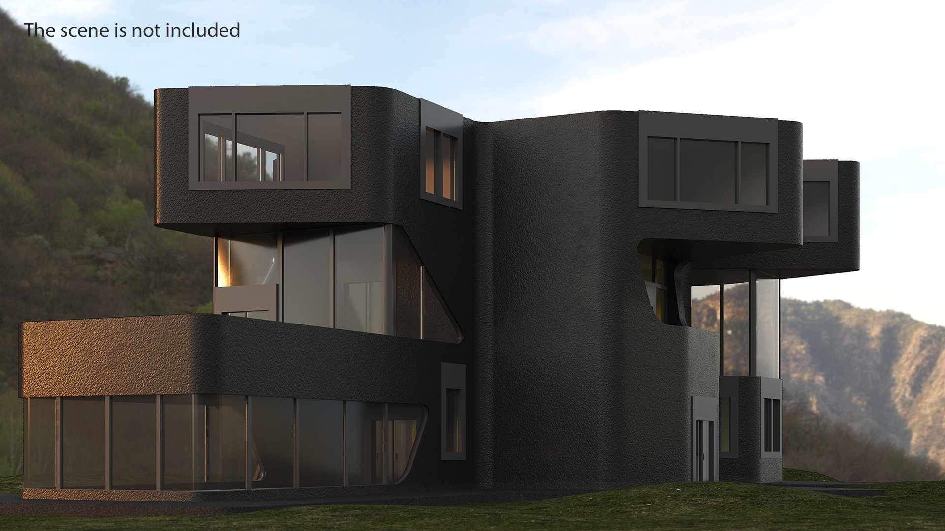 3D Modern Private House Black