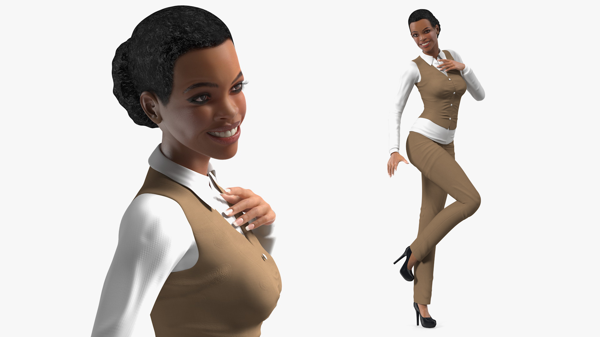 3D Light Skin Business Style Woman