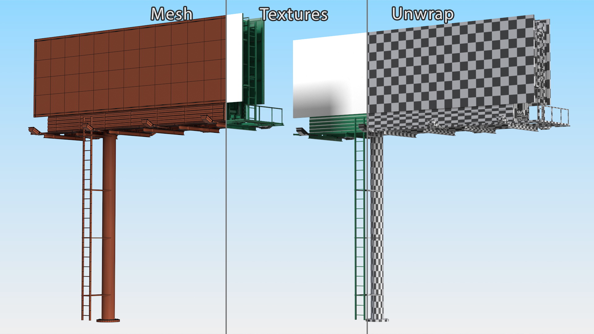 Outdoor Advertising Billboard Structure 3D model