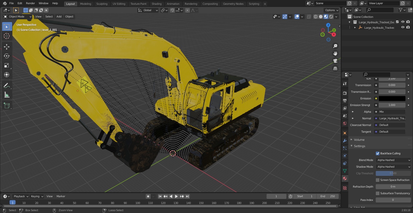 3D Large Hydraulic Tracked Excavator model