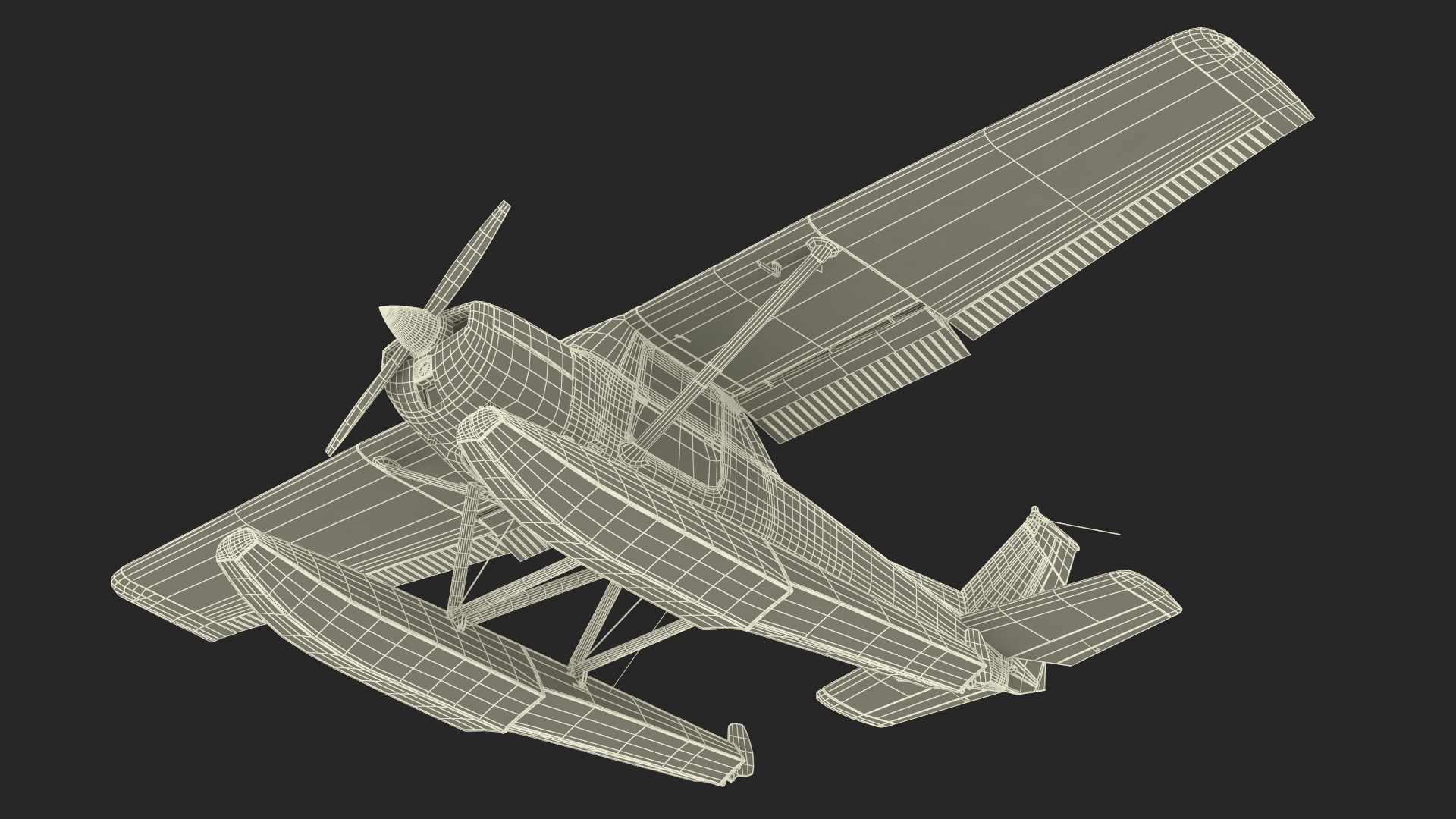 3D Seaplane with Floats Cessna 150