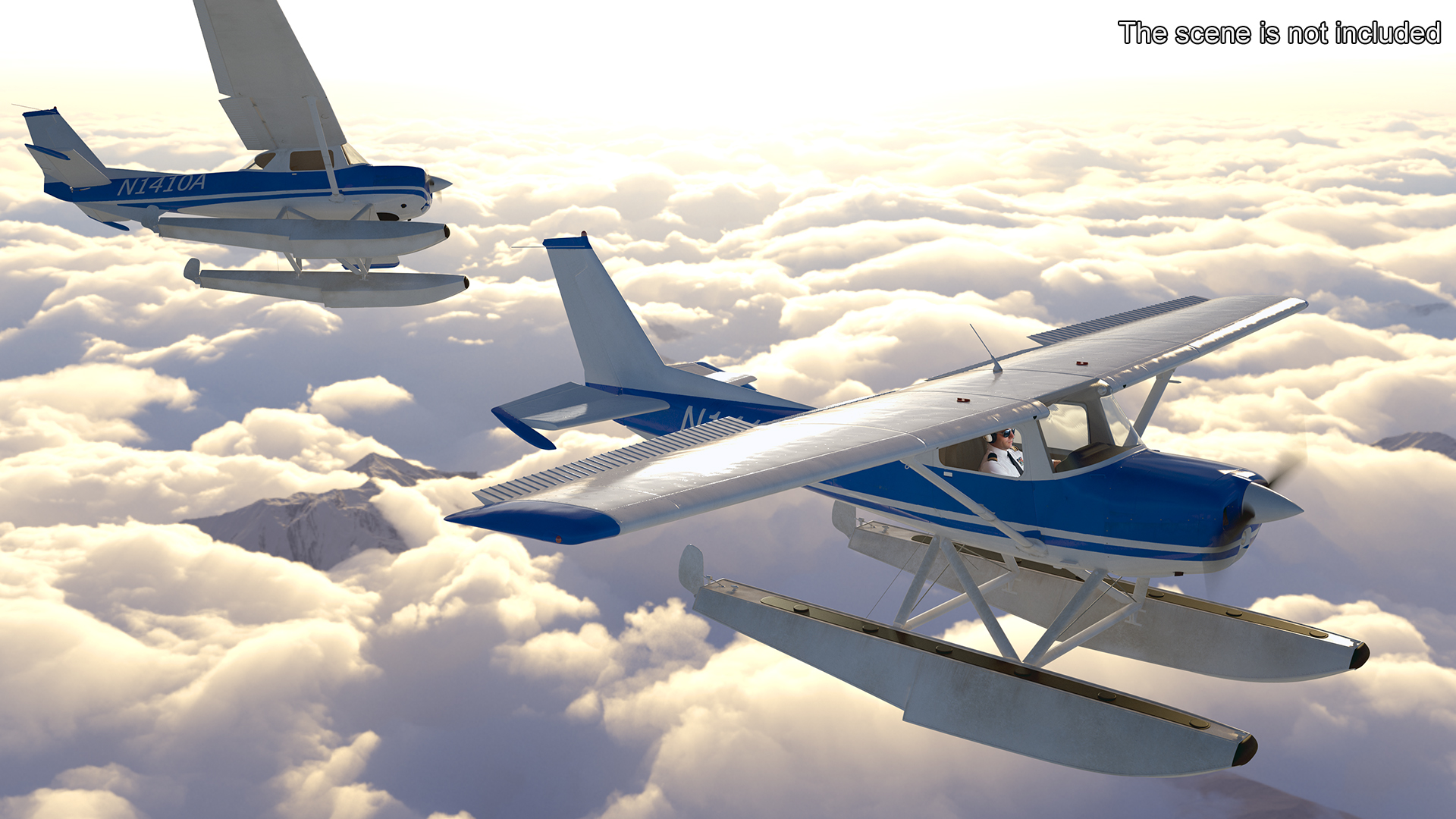 3D Seaplane with Floats Cessna 150