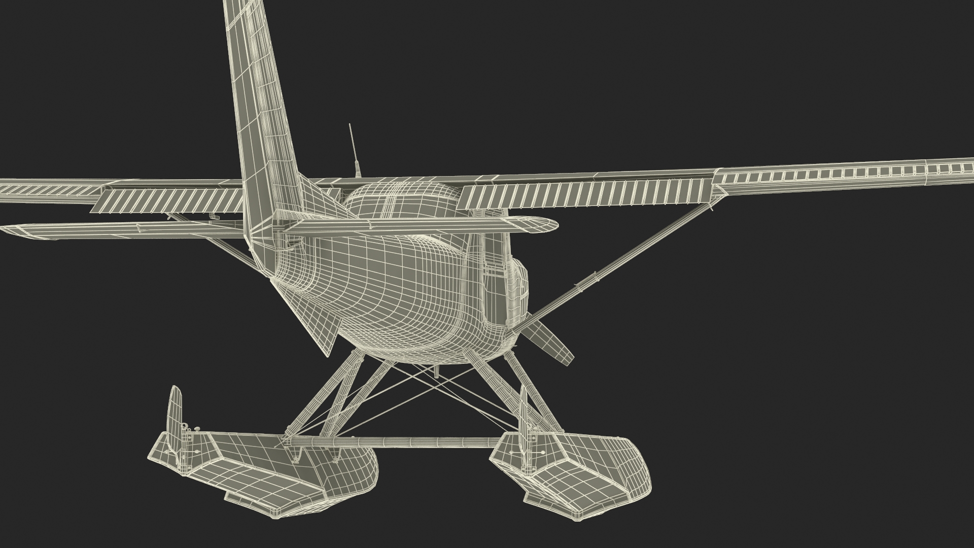 3D Seaplane with Floats Cessna 150