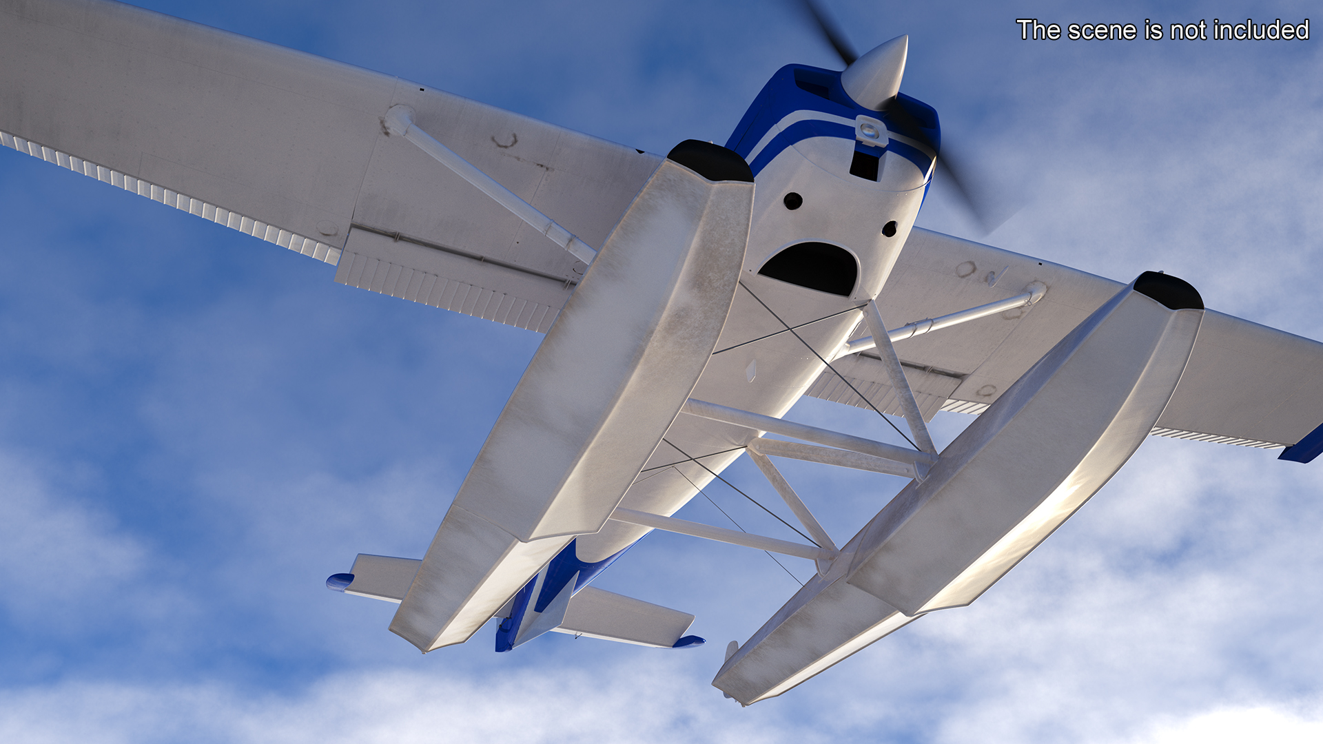 3D Seaplane with Floats Cessna 150