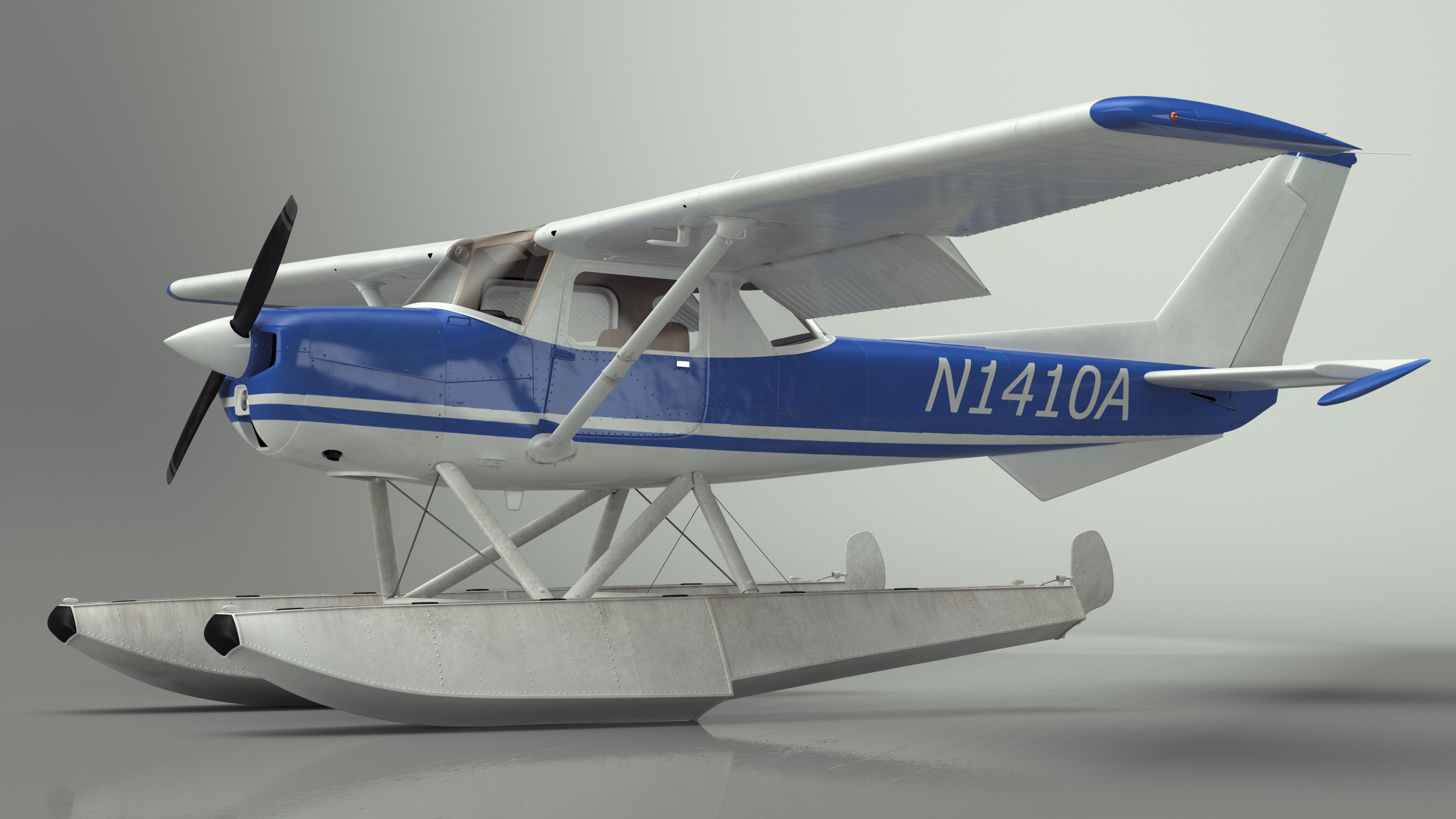 3D Seaplane with Floats Cessna 150