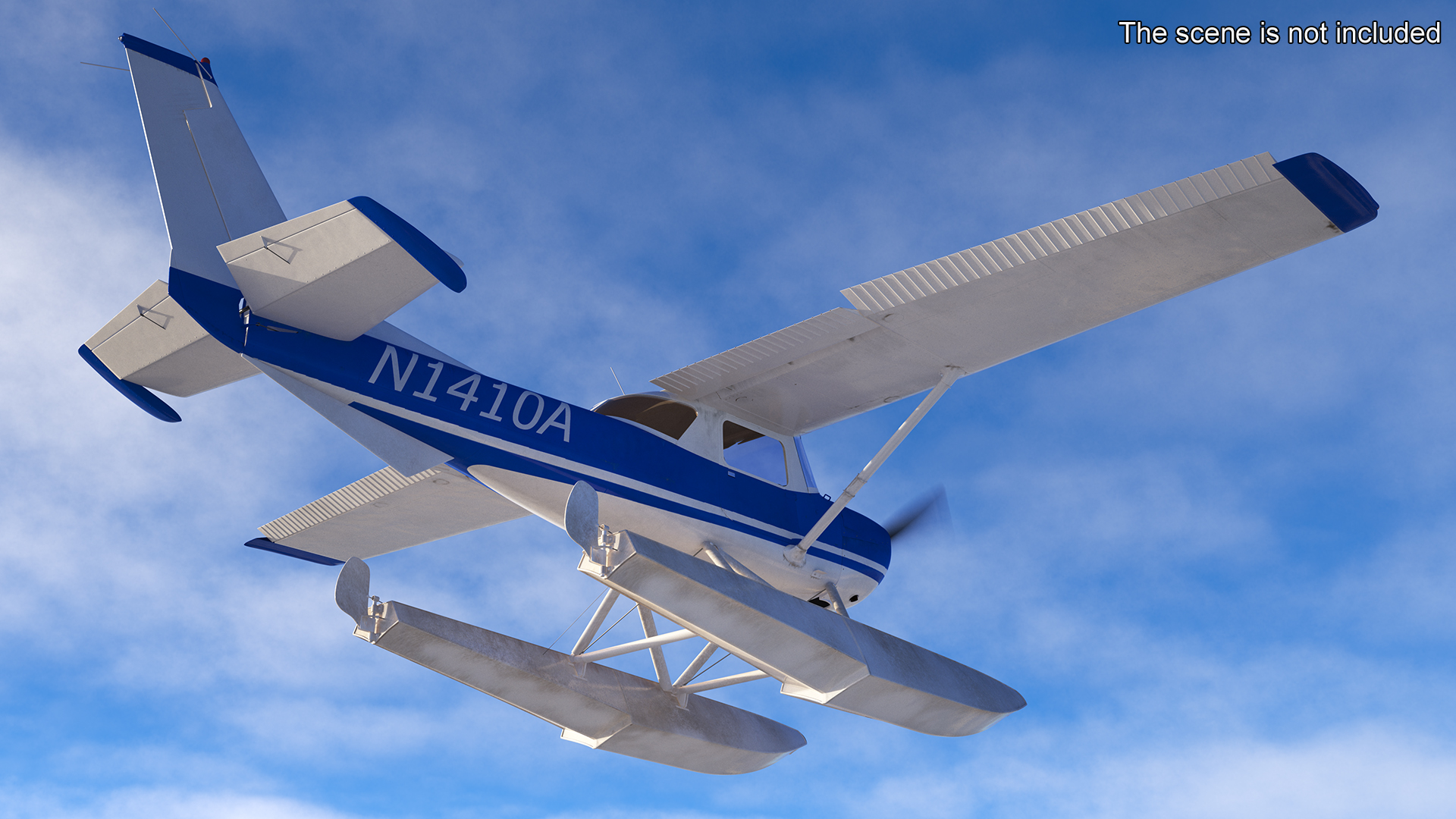 3D Seaplane with Floats Cessna 150