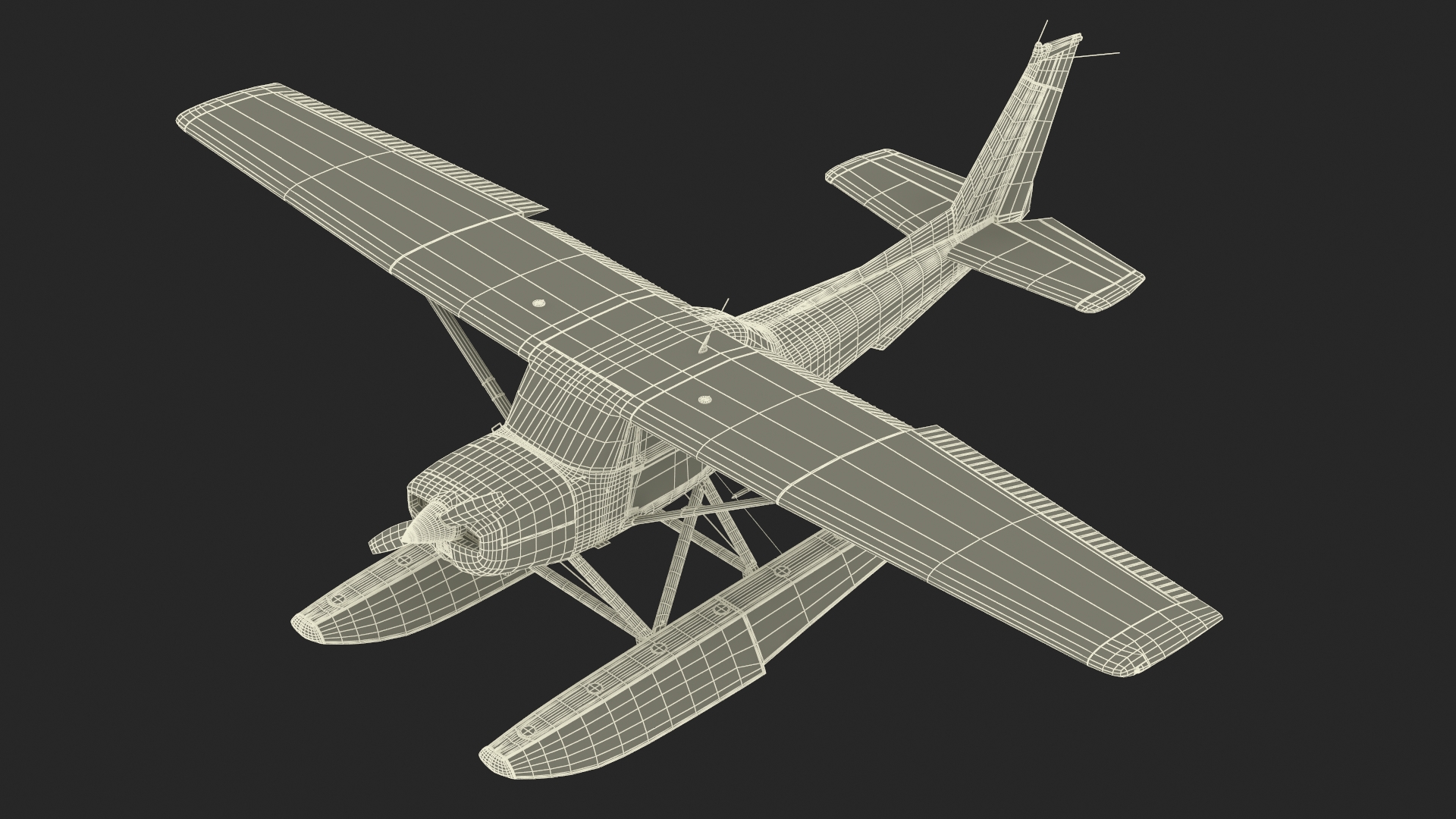 3D Seaplane with Floats Cessna 150