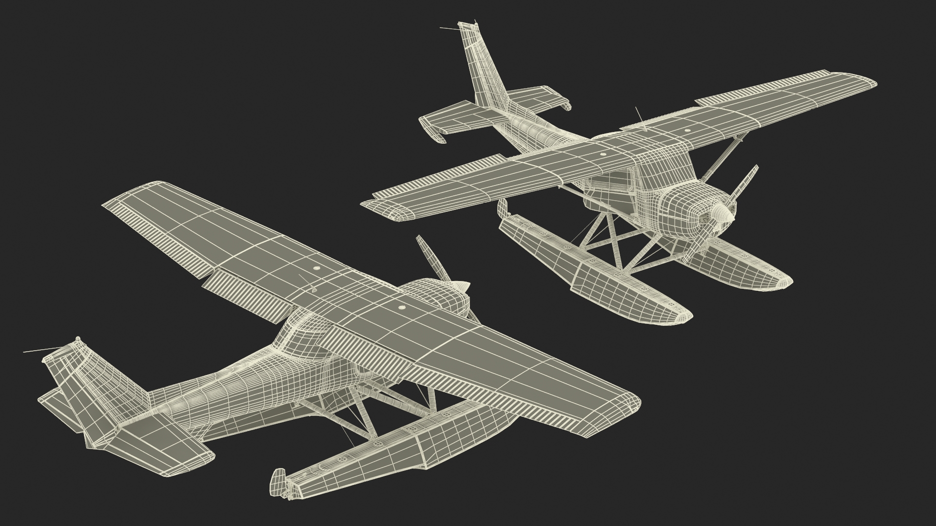 3D Seaplane with Floats Cessna 150