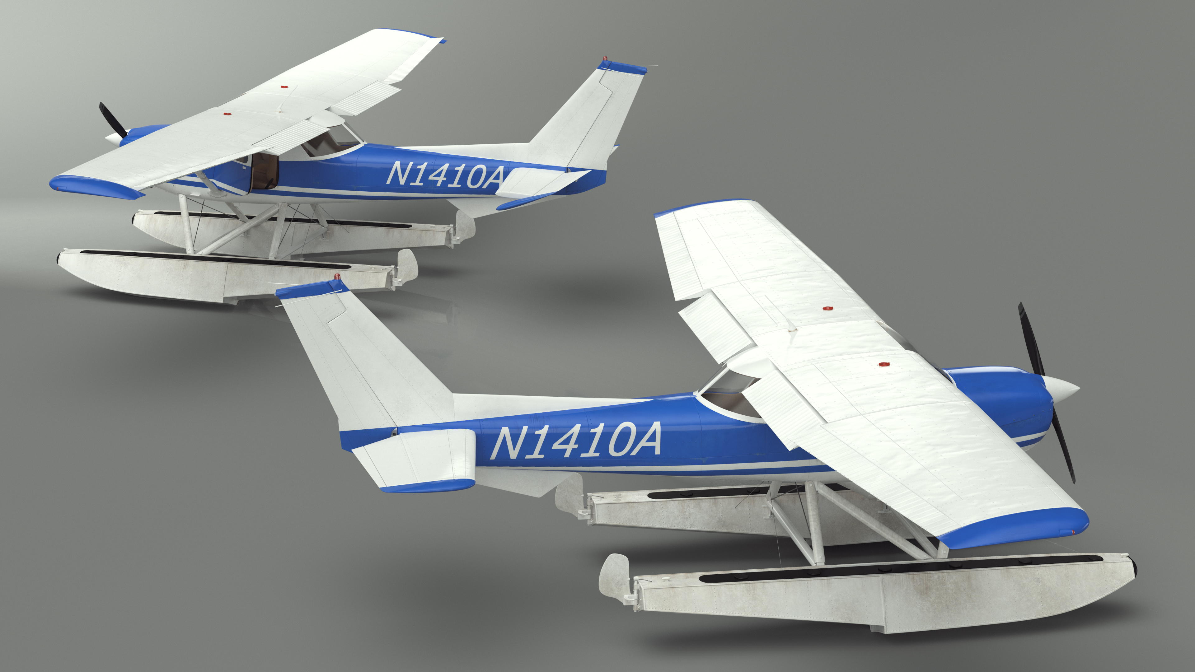 3D Seaplane with Floats Cessna 150