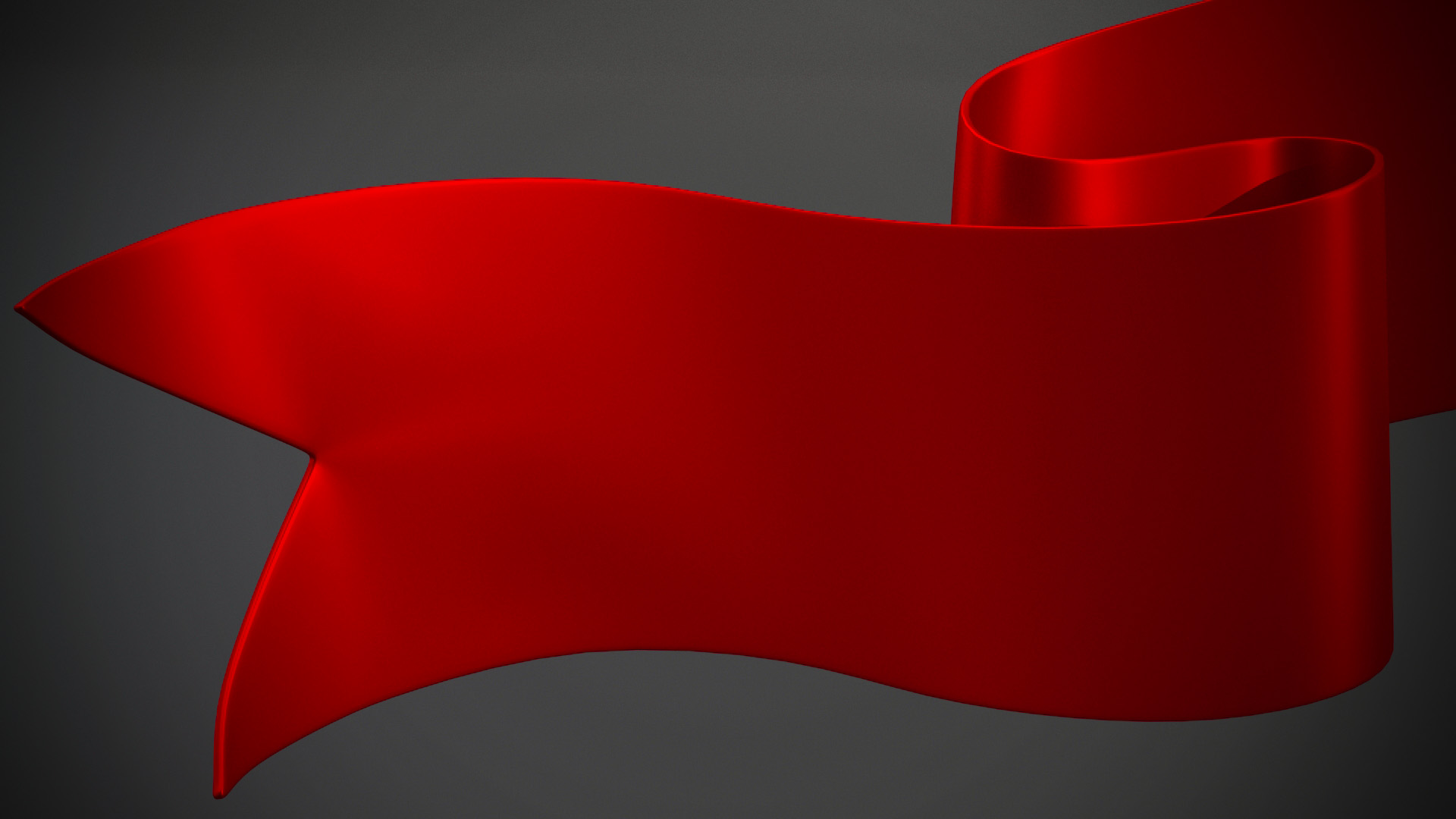 Folded Red Ribbon Banner 3D model