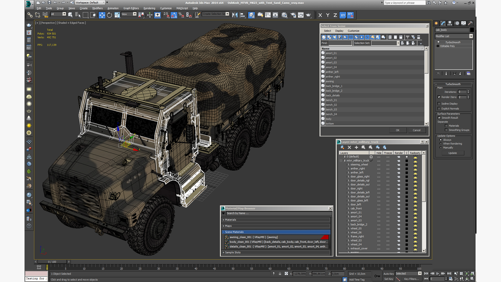 OshKosh MTVR MK23 with Tent Sand Camo 3D