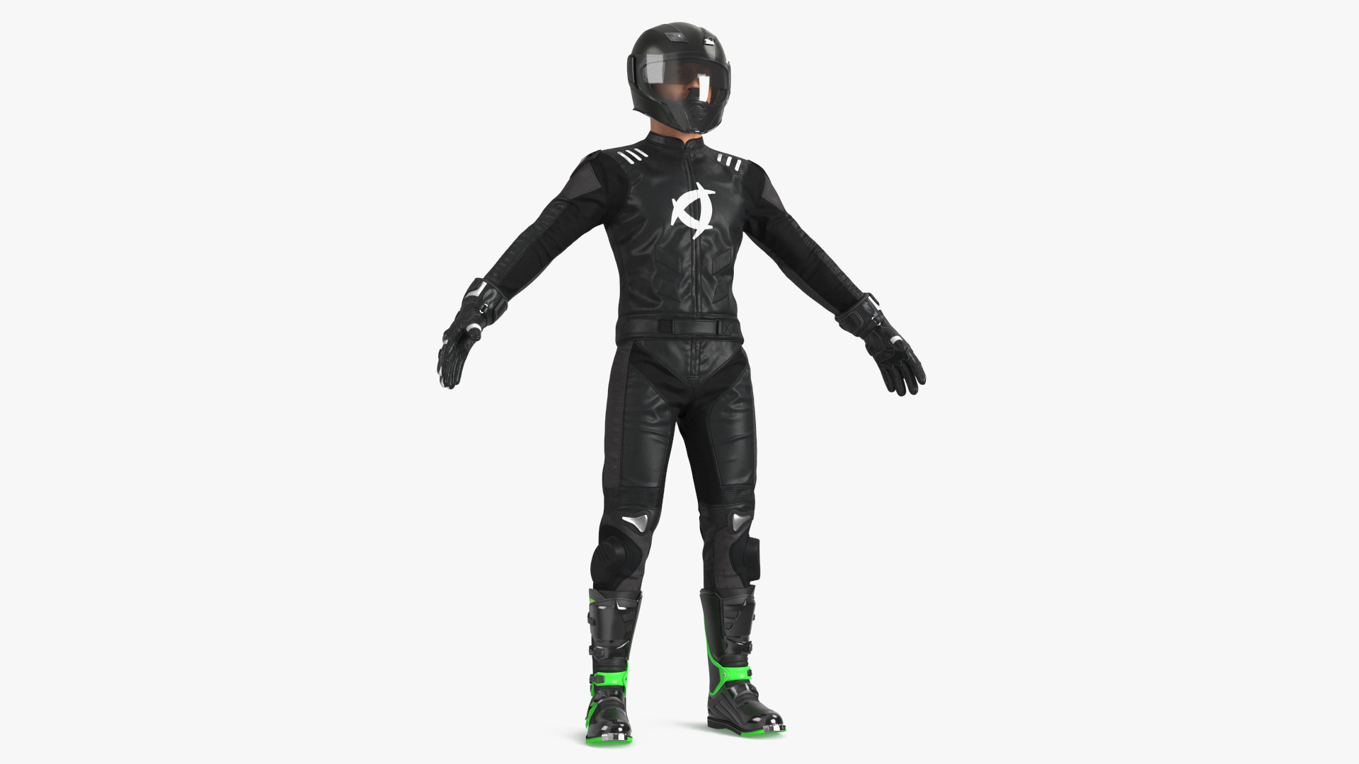 3D model Motorcycle Rider Wearing Black Suit