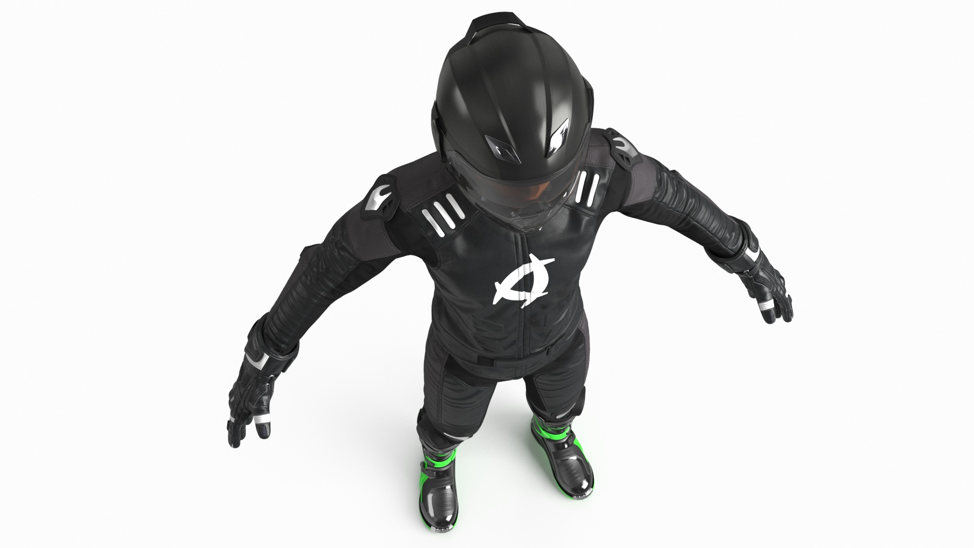 3D model Motorcycle Rider Wearing Black Suit