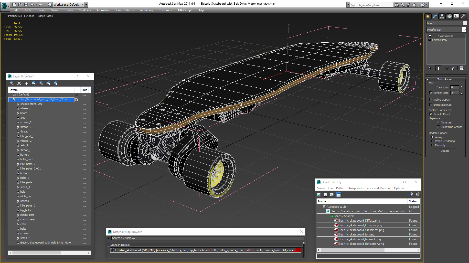 3D Electric Skateboard with Belt Drive Motor