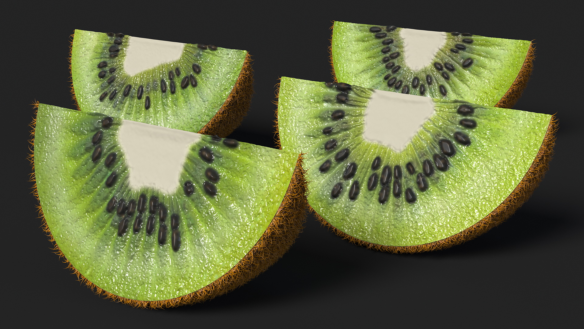 3D model Half Kiwi Slices Fur