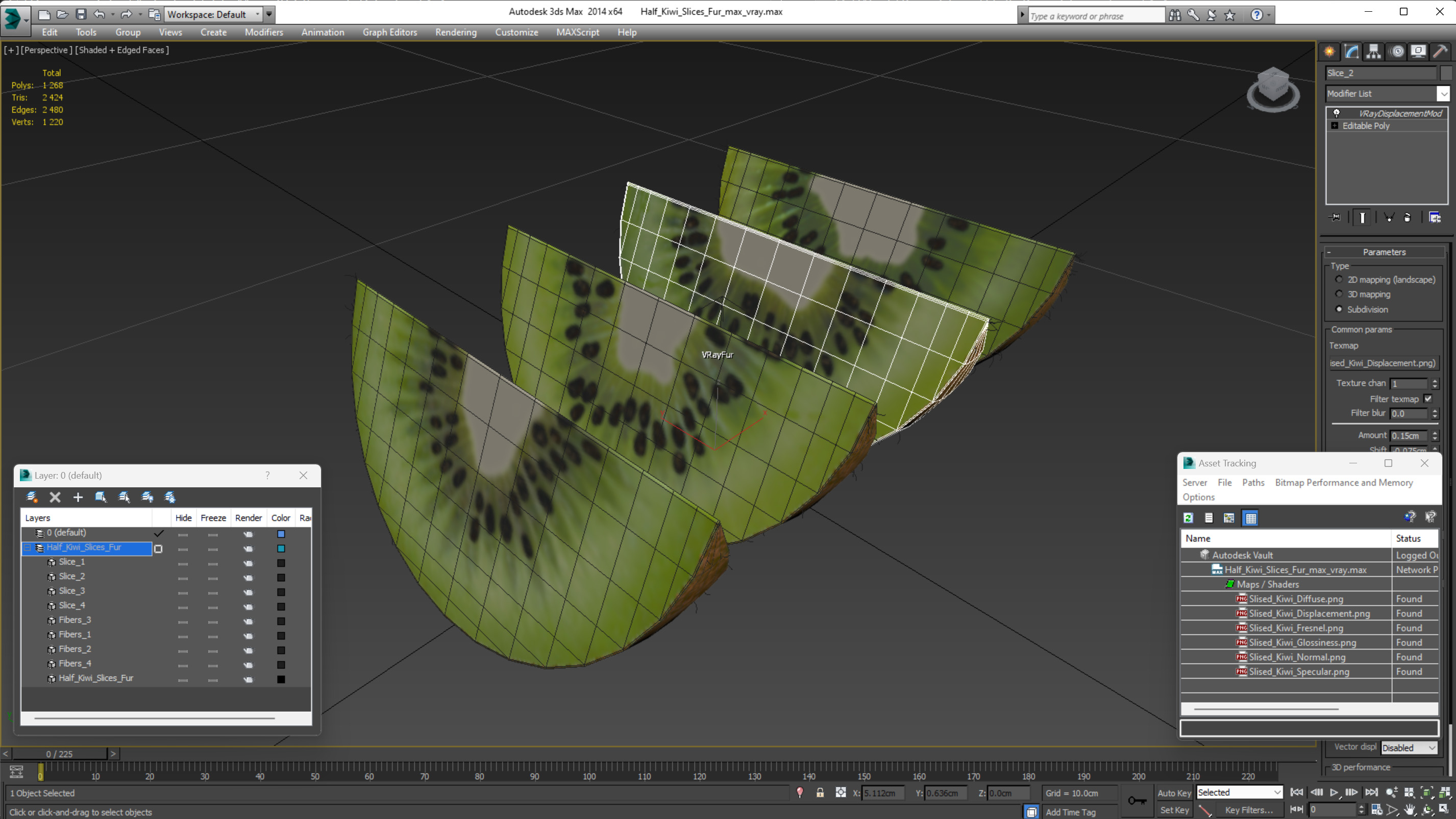 3D model Half Kiwi Slices Fur