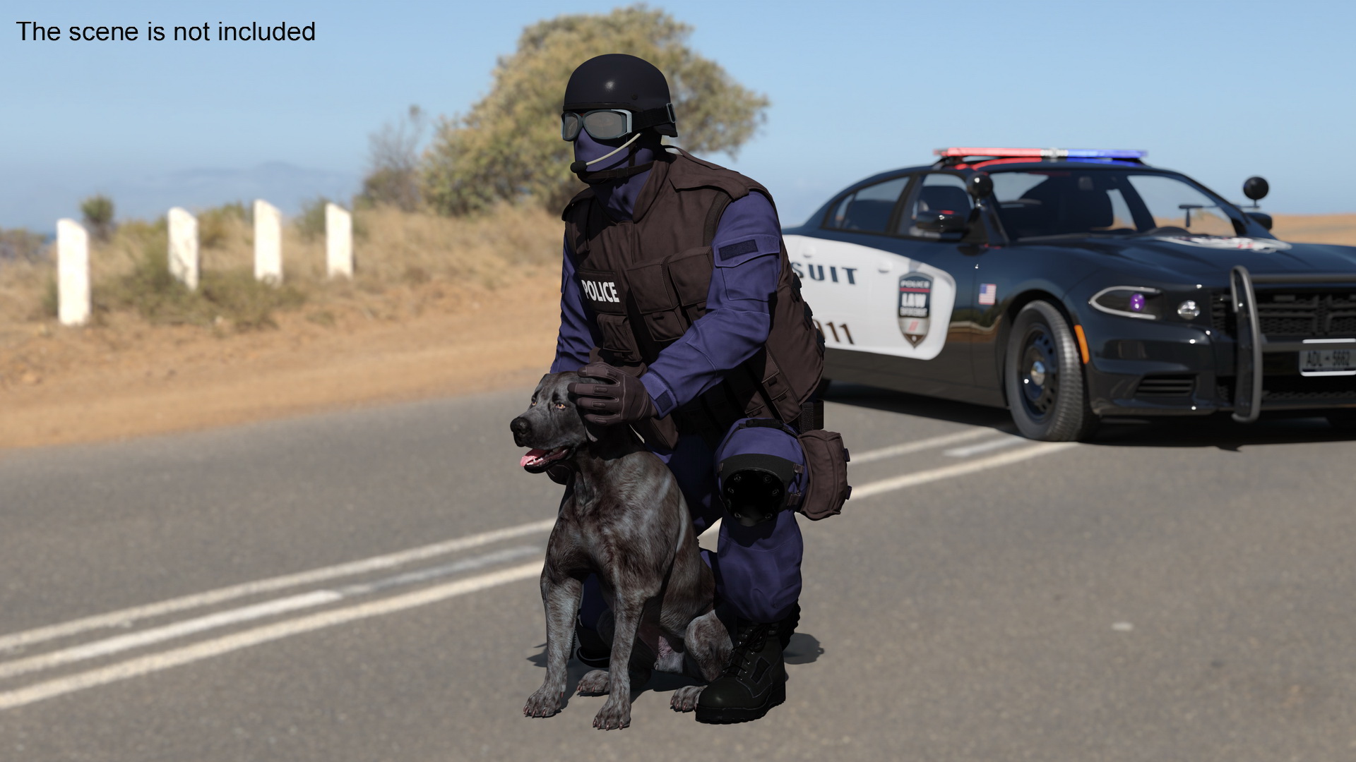 3D Police K9 Patrol with Taser Baton model