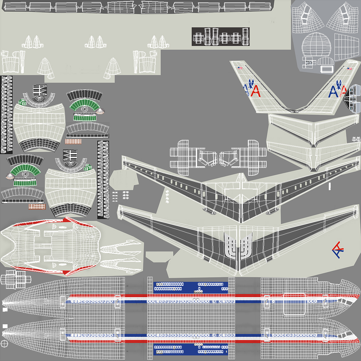 American Airlines Boeing 757 Airliner 3D