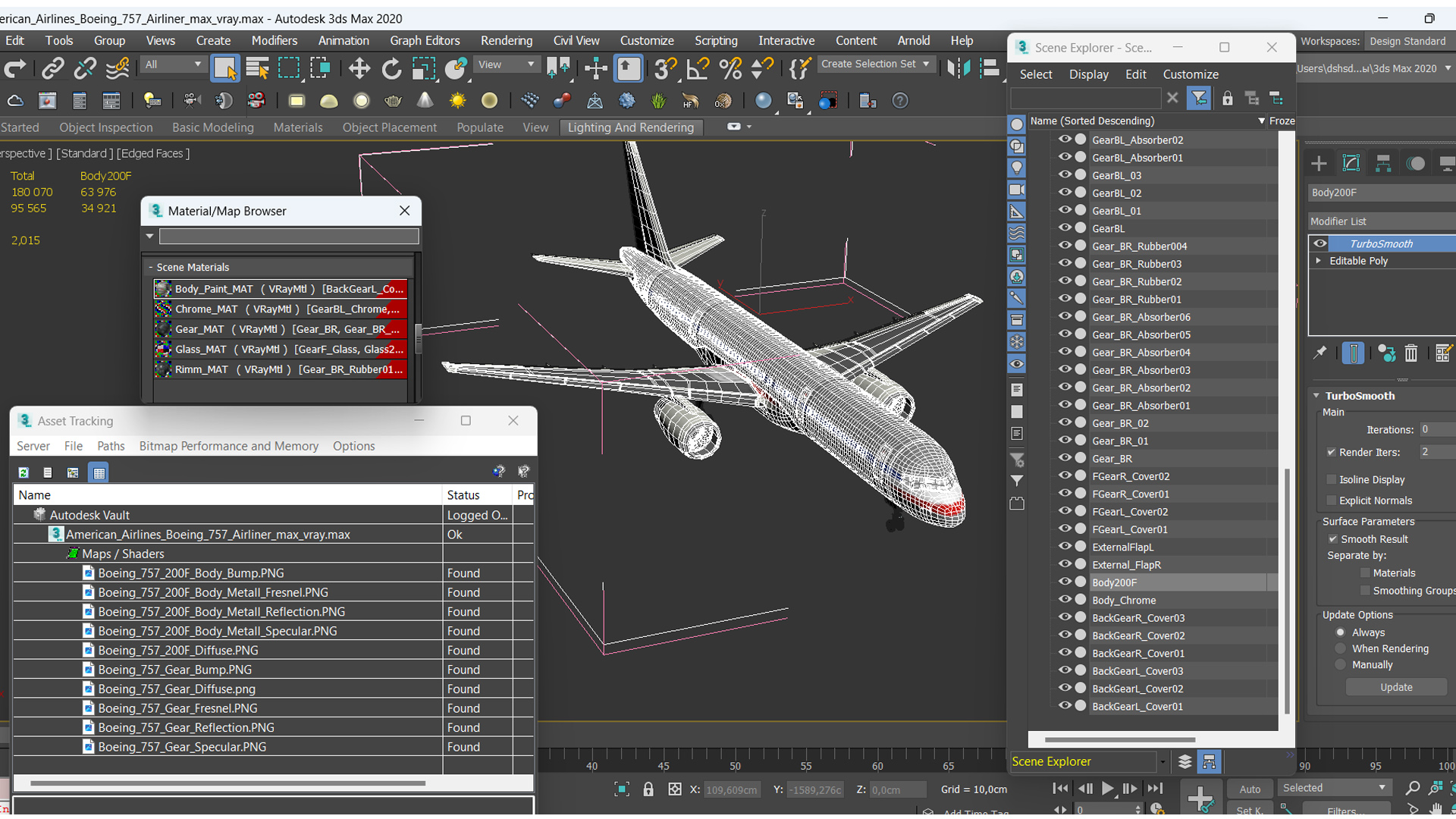 American Airlines Boeing 757 Airliner 3D