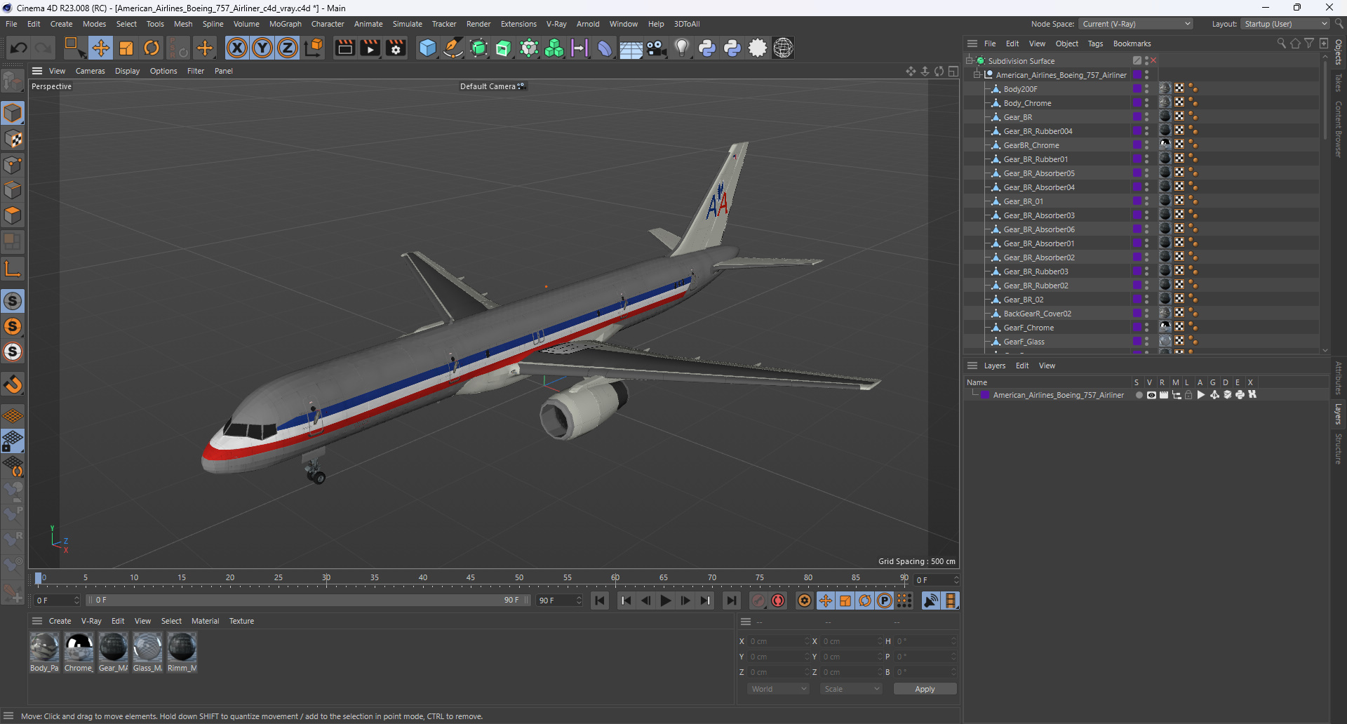 American Airlines Boeing 757 Airliner 3D