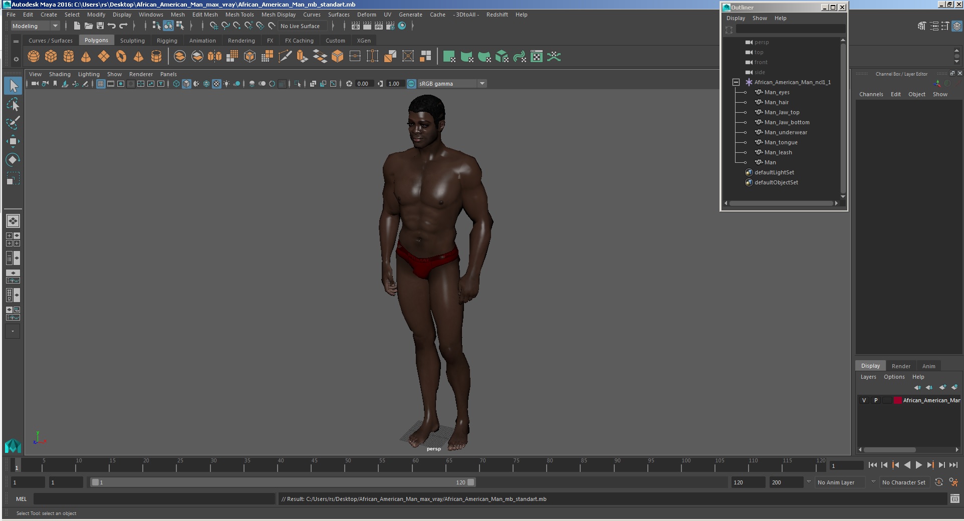 3D model African American Man