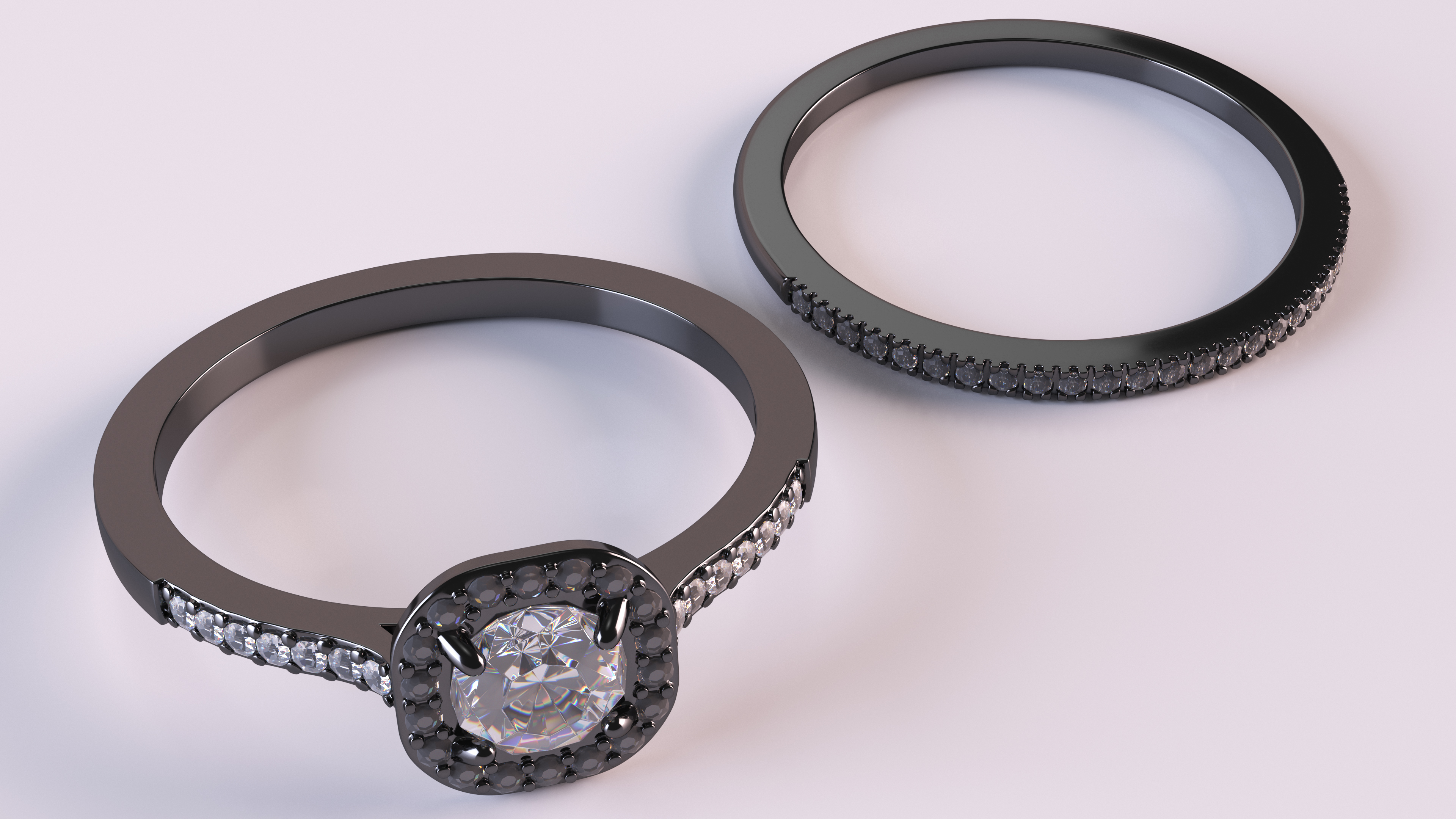 3D Engagement Rings Black Color model