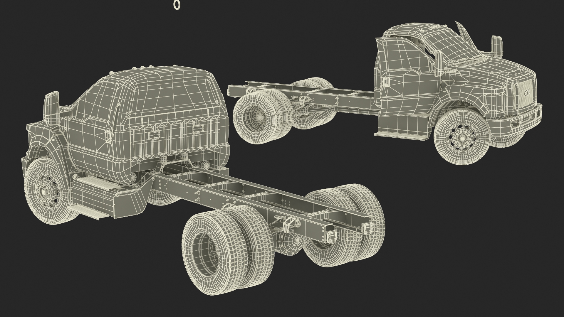 Ford F-650 Crew Cab Chassis Rigged 3D model