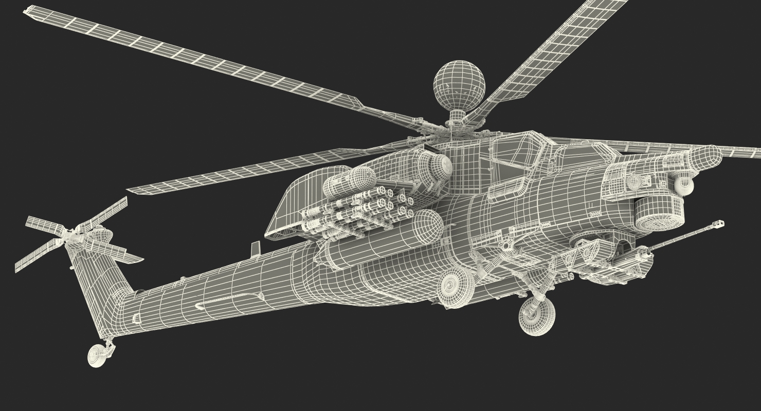 Attack Helicopter MI 28N Havoc with Radar Station 3D model