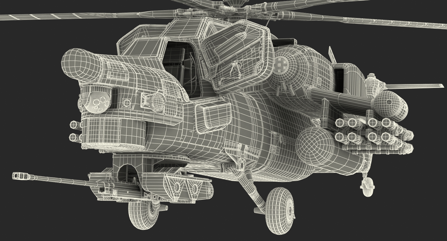 Attack Helicopter MI 28N Havoc with Radar Station 3D model