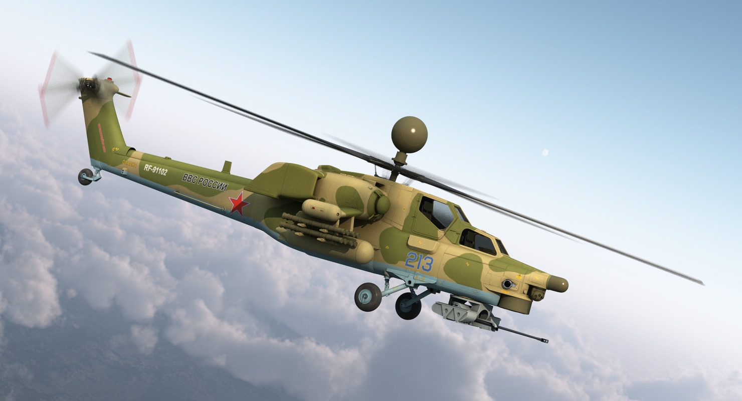 Attack Helicopter MI 28N Havoc with Radar Station 3D model