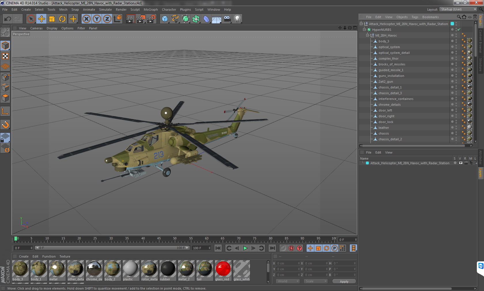 Attack Helicopter MI 28N Havoc with Radar Station 3D model