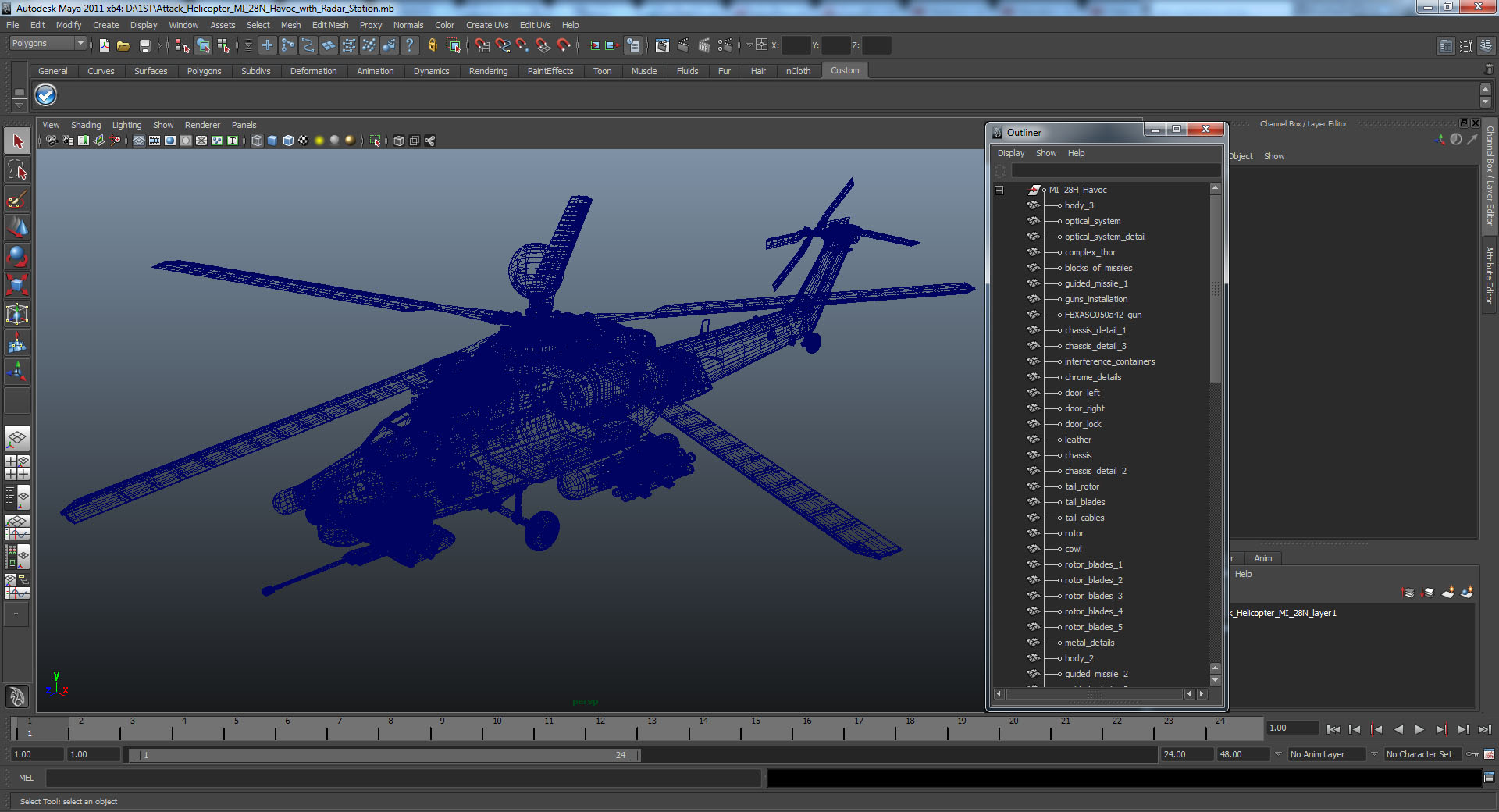 Attack Helicopter MI 28N Havoc with Radar Station 3D model