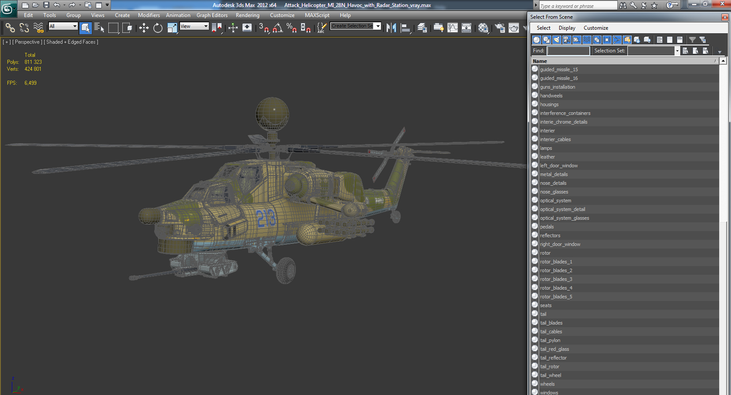 Attack Helicopter MI 28N Havoc with Radar Station 3D model