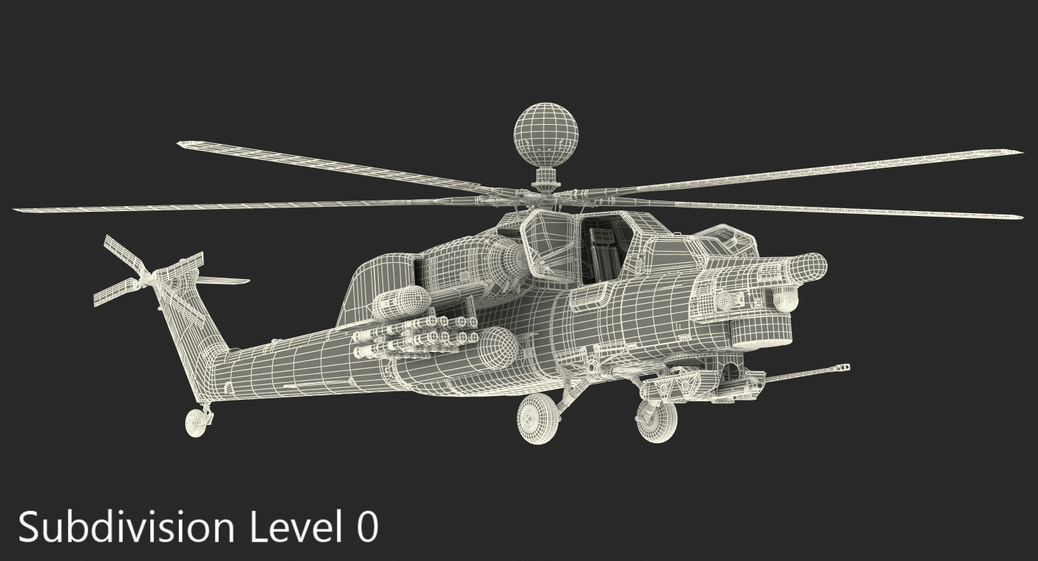 Attack Helicopter MI 28N Havoc with Radar Station 3D model