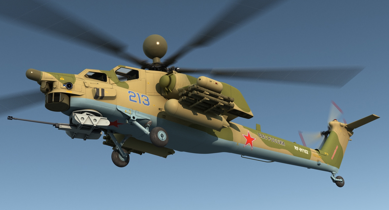 Attack Helicopter MI 28N Havoc with Radar Station 3D model