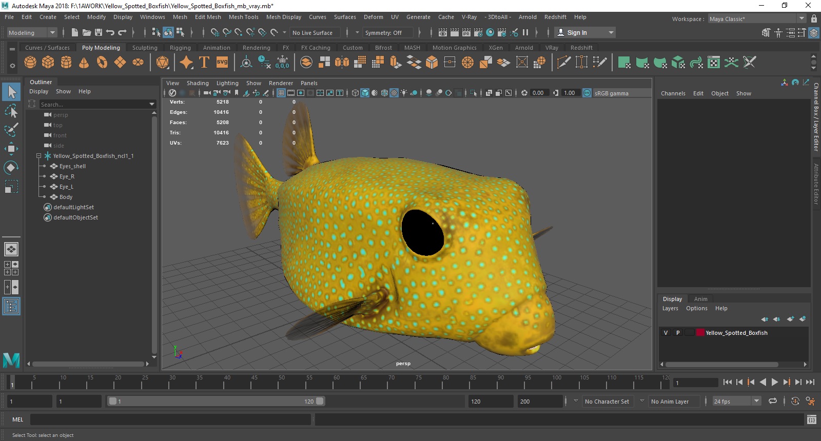 Yellow Spotted Boxfish 3D