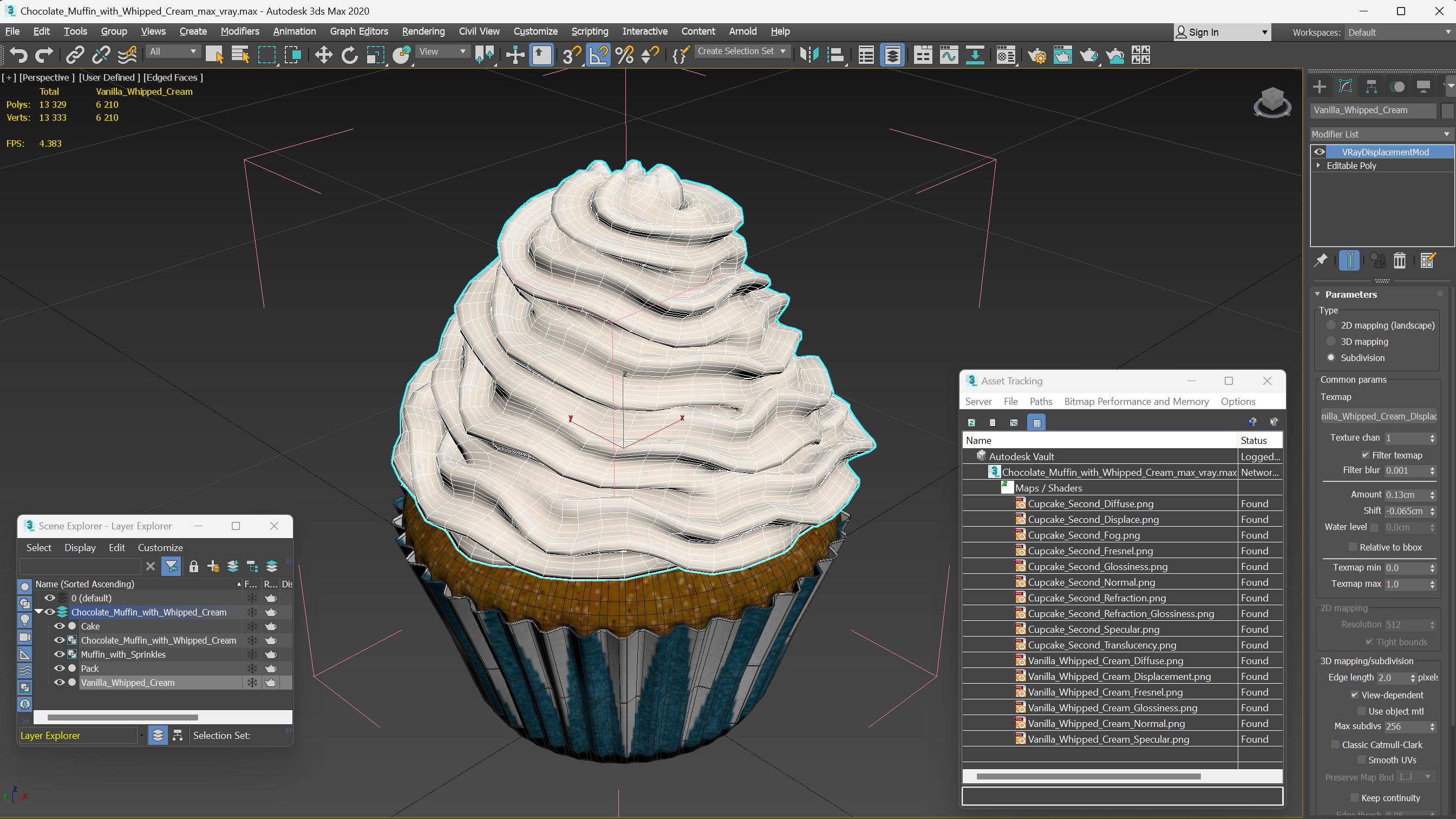 3D model Chocolate Muffin with Whipped Cream