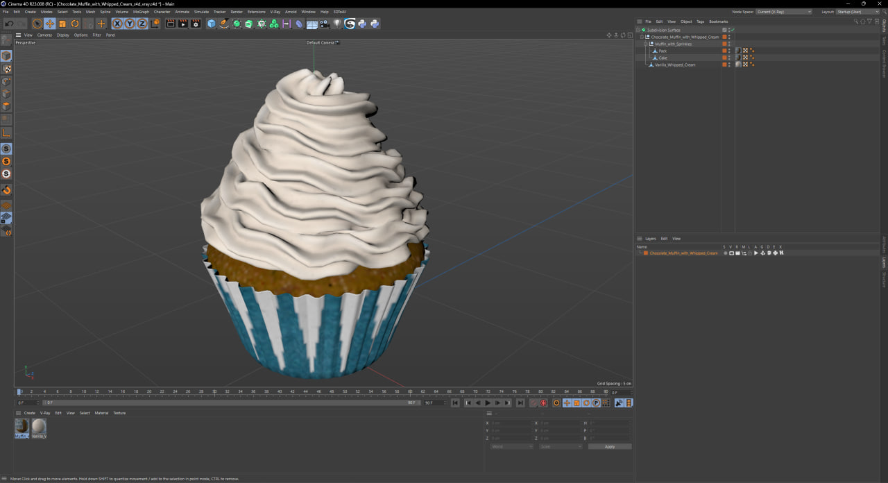 3D model Chocolate Muffin with Whipped Cream