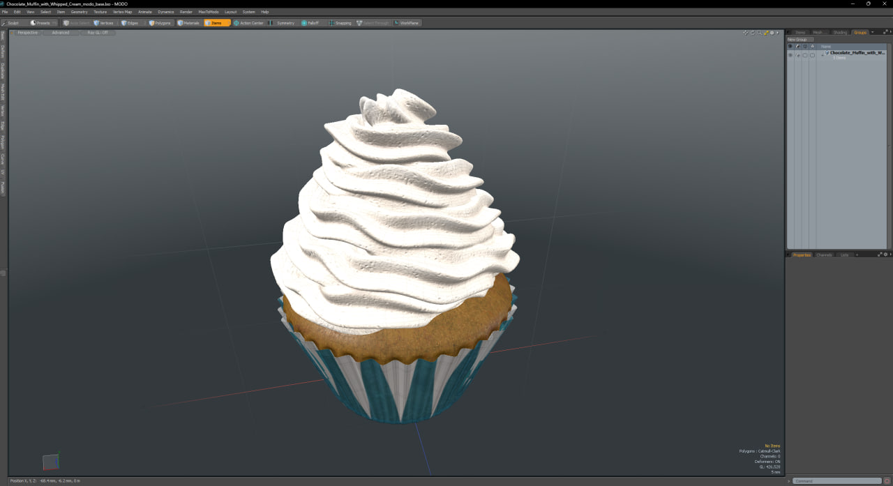 3D model Chocolate Muffin with Whipped Cream