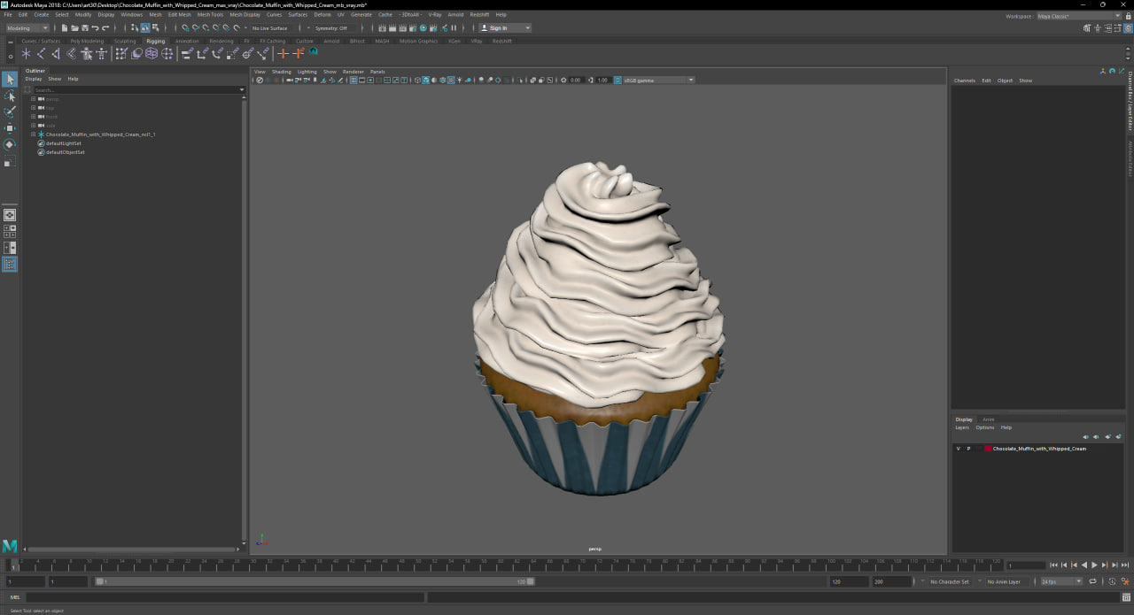 3D model Chocolate Muffin with Whipped Cream