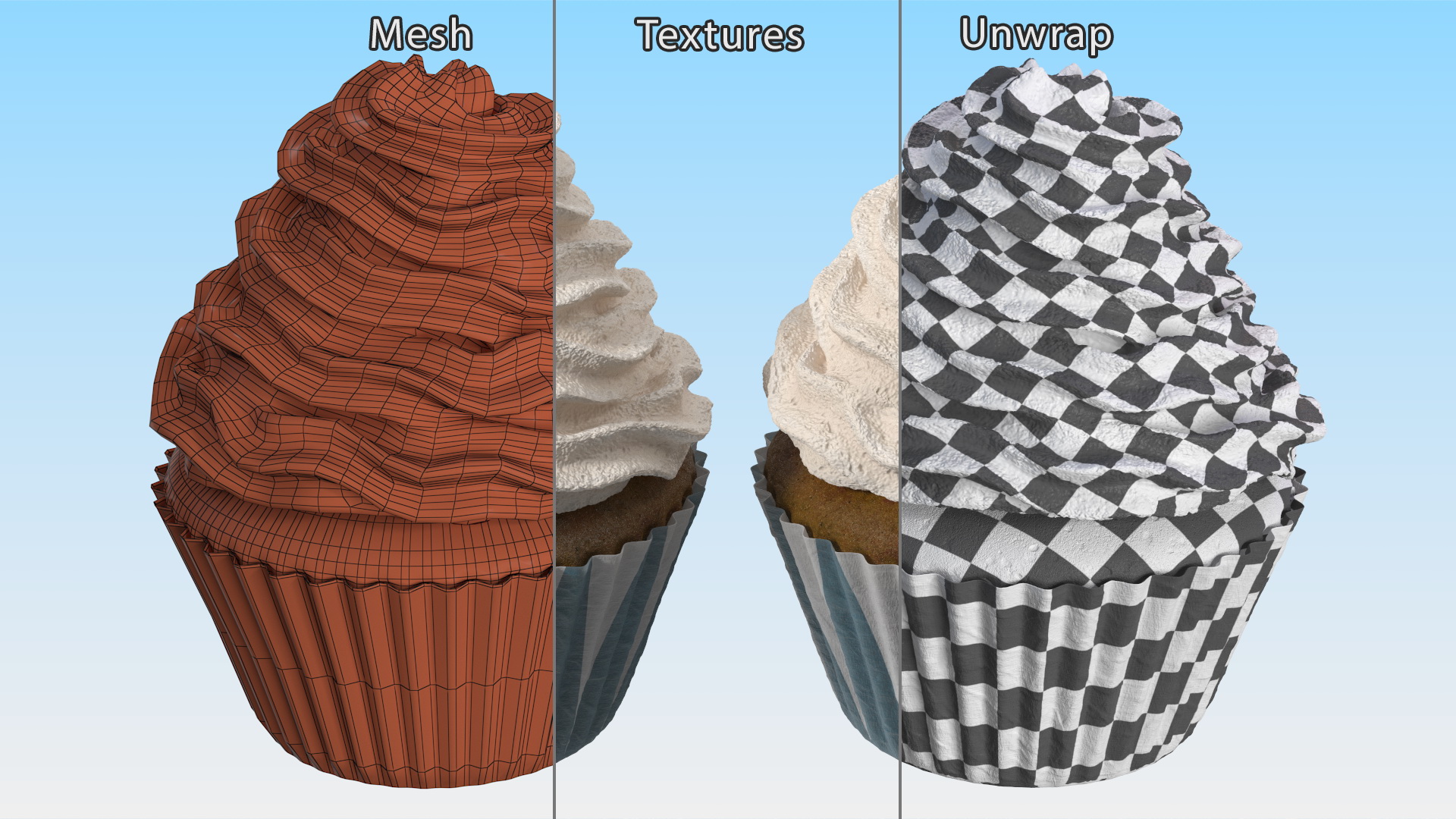 3D model Chocolate Muffin with Whipped Cream