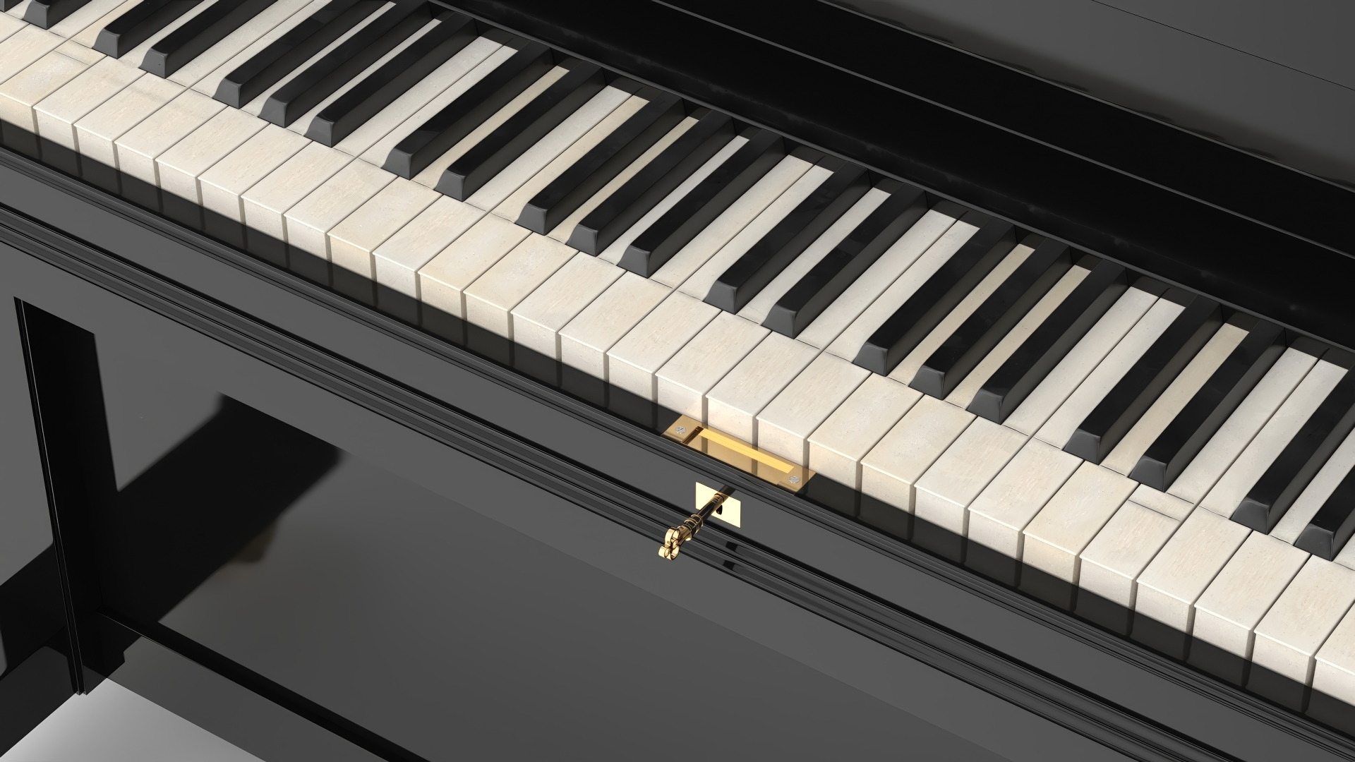 3D Black Old Piano With Working Keys model