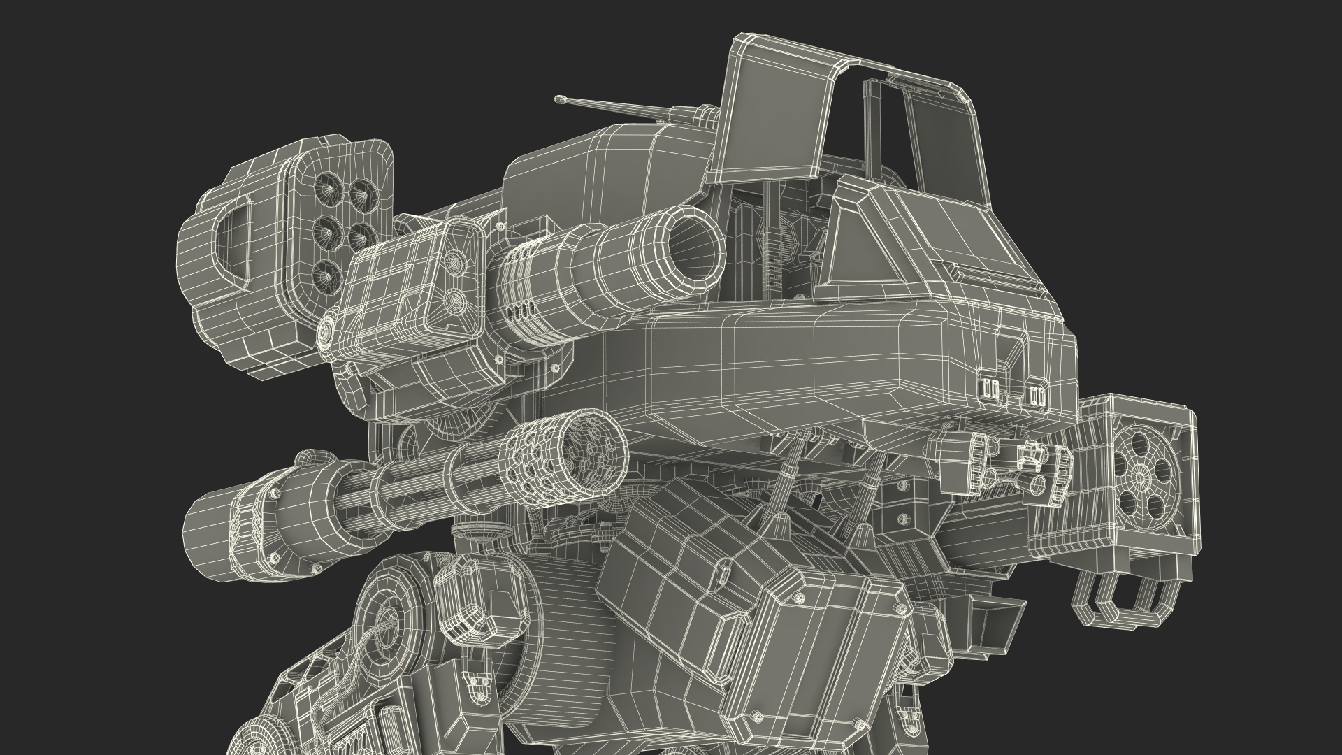 3D model Old Combat Robot Dark Green Empty Rigged